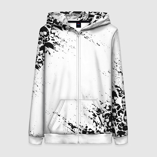 Женская толстовка на молнии БЕЛЫЕ ЧЕРЕПА / 3D-Белый – фото 1