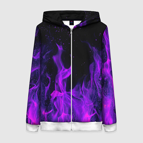 Женская толстовка на молнии ФИОЛЕТОВЫЙ ОГОНЬ / 3D-Белый – фото 1