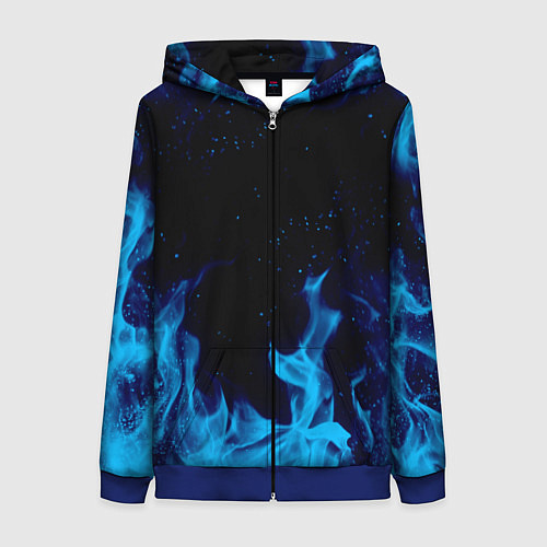 Женская толстовка на молнии СИНИЙ ОГОНЬ / 3D-Синий – фото 1