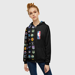 Толстовка на молнии женская NBA Team Logos 2, цвет: 3D-черный — фото 2