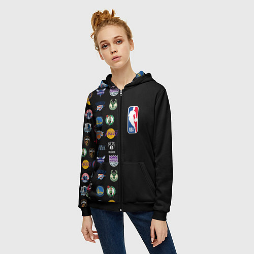 Женская толстовка на молнии NBA Team Logos 2 / 3D-Черный – фото 3