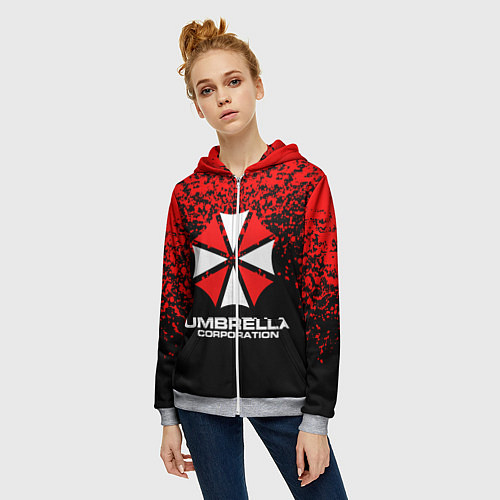 Женская толстовка на молнии Umbrella Corporation / 3D-Меланж – фото 3