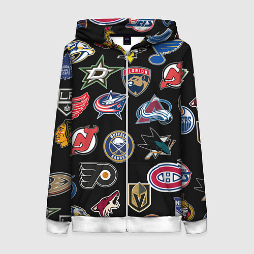 Женская толстовка на молнии NBA PATTERN / 3D-Белый – фото 1