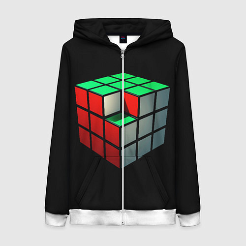 Женская толстовка на молнии Кубик Рубика / 3D-Белый – фото 1