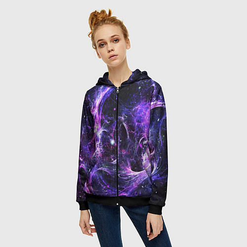 Женская толстовка на молнии SPACE / 3D-Черный – фото 3