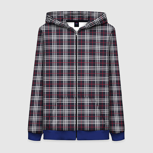 Женская толстовка на молнии Классические в клеточку / 3D-Синий – фото 1