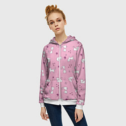 Толстовка на молнии женская Белая кошка, цвет: 3D-белый — фото 2