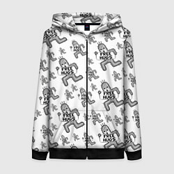 Толстовка на молнии женская FREE HUGS, цвет: 3D-черный