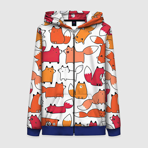 Женская толстовка на молнии Милые лисы / 3D-Синий – фото 1