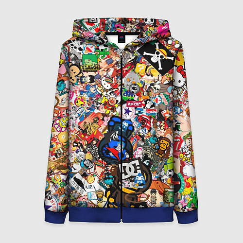 Женская толстовка на молнии Стикеры / 3D-Синий – фото 1