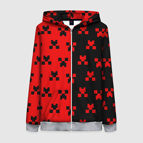 Женская толстовка на молнии MINECRAFT CREEPER / 3D-Меланж – фото 1