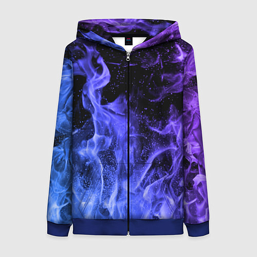 Женская толстовка на молнии ОГОНЬ / 3D-Синий – фото 1