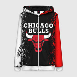 Толстовка на молнии женская CHICAGO BULLS, цвет: 3D-белый