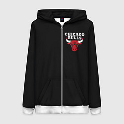 Толстовка на молнии женская CHICAGO BULLS, цвет: 3D-белый