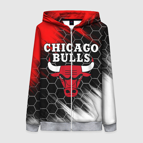 Женская толстовка на молнии CHICAGO BULLS / 3D-Меланж – фото 1