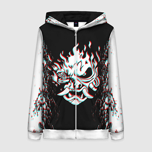 Женская толстовка на молнии CYBERPUNK 2077 SAMURAI GLITCH / 3D-Белый – фото 1