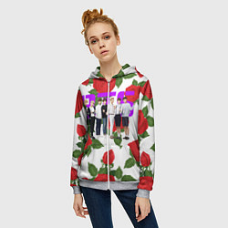 Толстовка на молнии женская BTS Roses White, цвет: 3D-меланж — фото 2