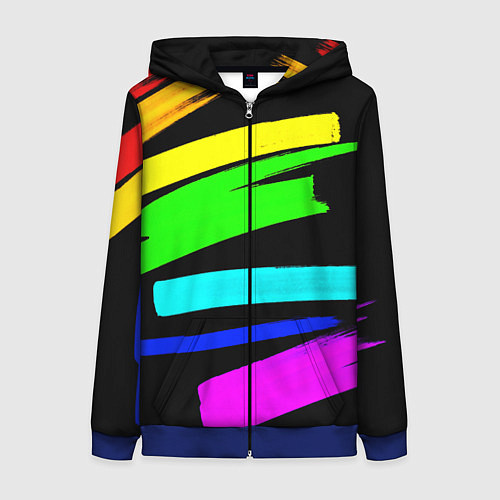 Женская толстовка на молнии НЕОНОВЫЕ КРАСКИ / 3D-Синий – фото 1