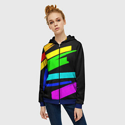 Толстовка на молнии женская НЕОНОВЫЕ КРАСКИ, цвет: 3D-синий — фото 2