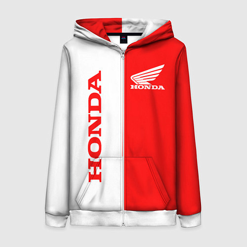 Женская толстовка на молнии HONDA / 3D-Белый – фото 1