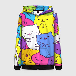 Толстовка на молнии женская МИЛЫЕ КОТЯТКИ, цвет: 3D-черный