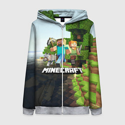 Толстовка на молнии женская Minecraft, цвет: 3D-меланж