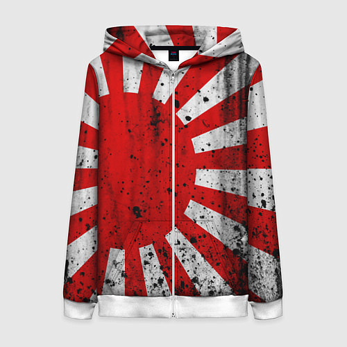 Женская толстовка на молнии ЯПОНСКИЙ ФЛАГ / 3D-Белый – фото 1