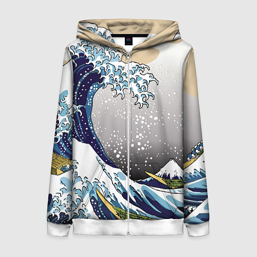 Женская толстовка на молнии The great wave off kanagawa / 3D-Белый – фото 1