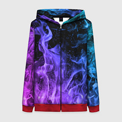 Толстовка на молнии женская ОГОНЬ НЕОН, цвет: 3D-красный