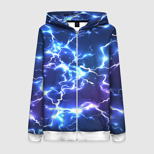 Женская толстовка на молнии СВЕТЯЩИЕСЯ МОЛНИИ / 3D-Белый – фото 1