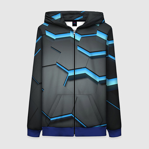 Женская толстовка на молнии 3D Плиты / 3D-Синий – фото 1