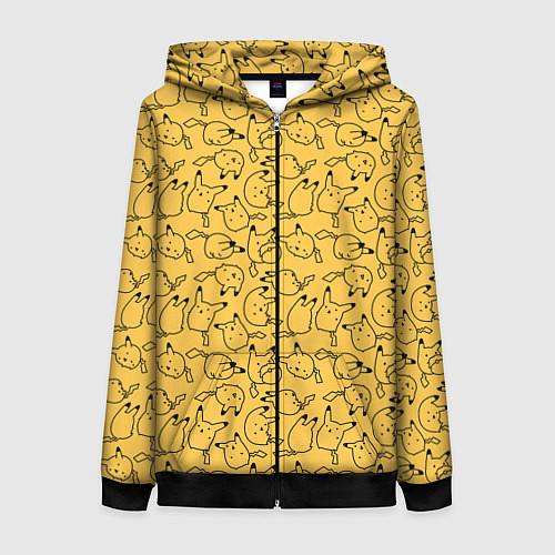 Женская толстовка на молнии Покемон Пикачу / 3D-Черный – фото 1