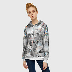Толстовка на молнии женская Зеркальный калейдоскоп, цвет: 3D-белый — фото 2