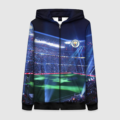 Женская толстовка на молнии FC MANCHESTER CITY / 3D-Черный – фото 1