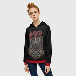Толстовка на молнии женская Slayer, цвет: 3D-красный — фото 2