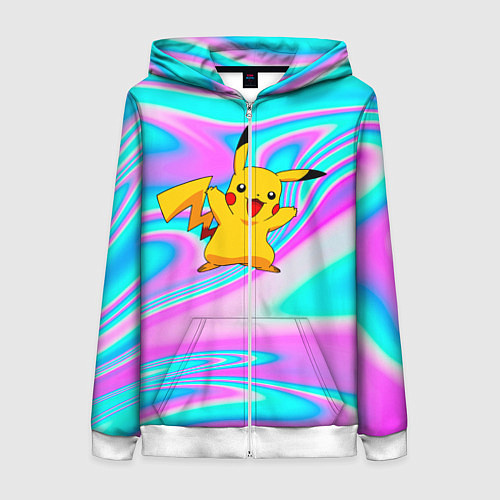 Женская толстовка на молнии Пикачу / 3D-Белый – фото 1