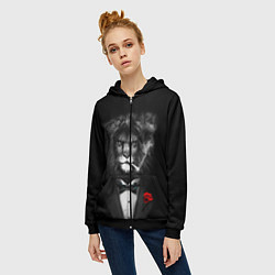 Толстовка на молнии женская Брутальный Лев, цвет: 3D-черный — фото 2