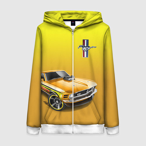 Женская толстовка на молнии Ford mustang - motorsport / 3D-Белый – фото 1