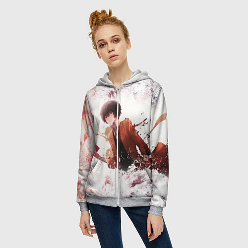 Женская толстовка на молнии Дазай / 3D-Меланж – фото 3
