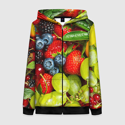 Женская толстовка на молнии Фруктовый рай / 3D-Черный – фото 1