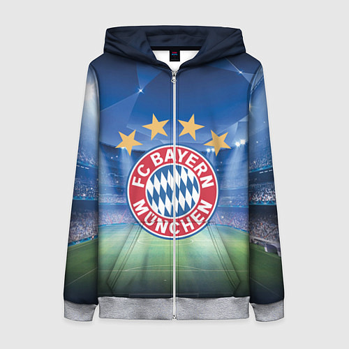 Женская толстовка на молнии Бавария Мюнхен / 3D-Меланж – фото 1