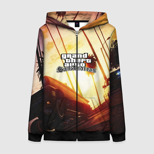 Женская толстовка на молнии GTA / 3D-Черный – фото 1