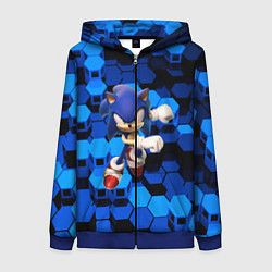 Толстовка на молнии женская Sonic, цвет: 3D-синий