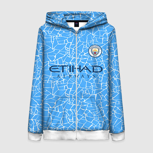 Женская толстовка на молнии Manchester City 2021 Home Kit / 3D-Белый – фото 1