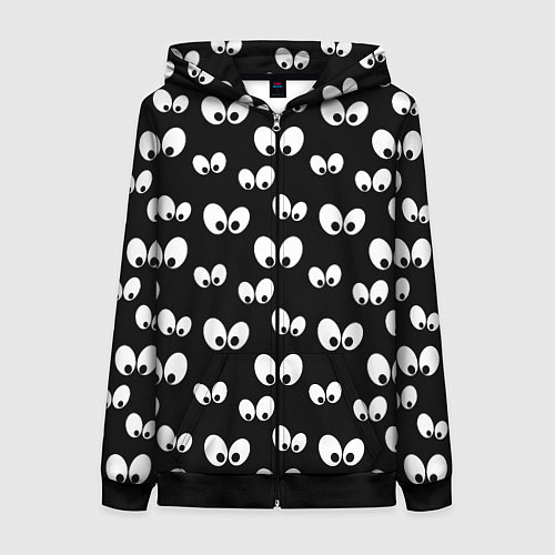 Женская толстовка на молнии Глазки в темноте / 3D-Черный – фото 1