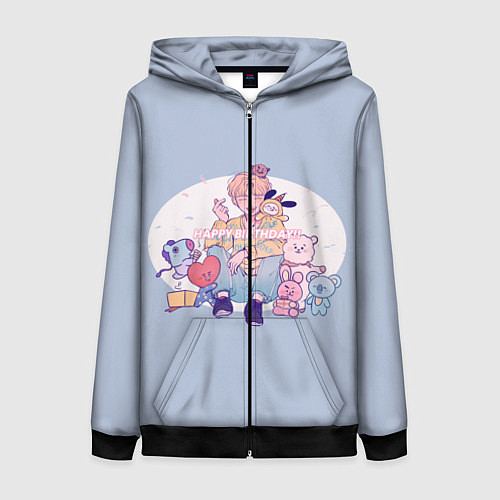 Женская толстовка на молнии BTS Happy Birthday / 3D-Черный – фото 1