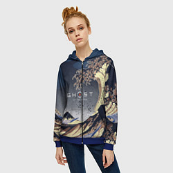 Толстовка на молнии женская Ghost of Tsushima, цвет: 3D-синий — фото 2