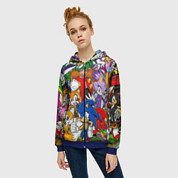 Толстовка на молнии женская Sonic, цвет: 3D-синий — фото 2