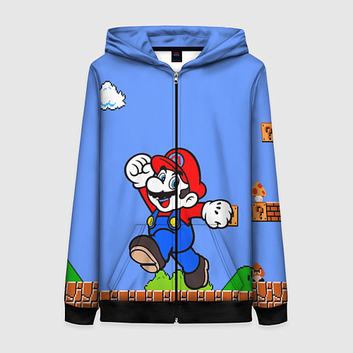 Женская толстовка на молнии Mario / 3D-Черный – фото 1