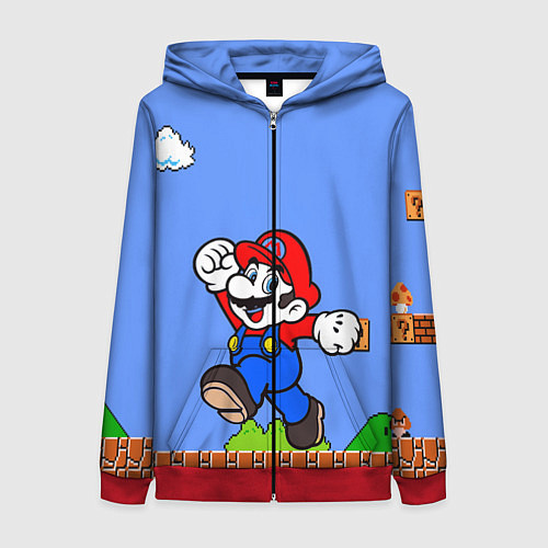 Женская толстовка на молнии Mario / 3D-Красный – фото 1